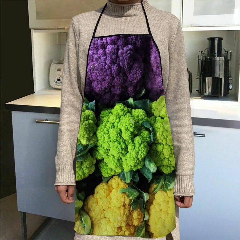 Престилка с зелени зеленчуци от броколи, Кухненски Престилки за жени, престилка от тъкан Оксфорд, Аксесоари за домашна кухня, Престилка 0816
