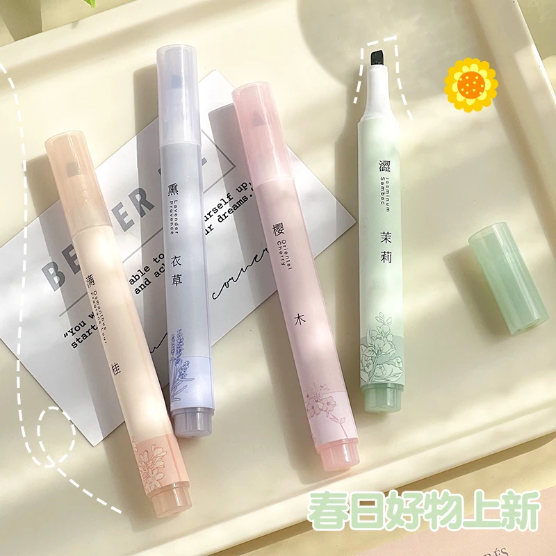 4 цвята/комплект, маркер в китайски стил, със светъл цвят за училище текстови маркери, канцеларски материали, флуоресцентно дръжка