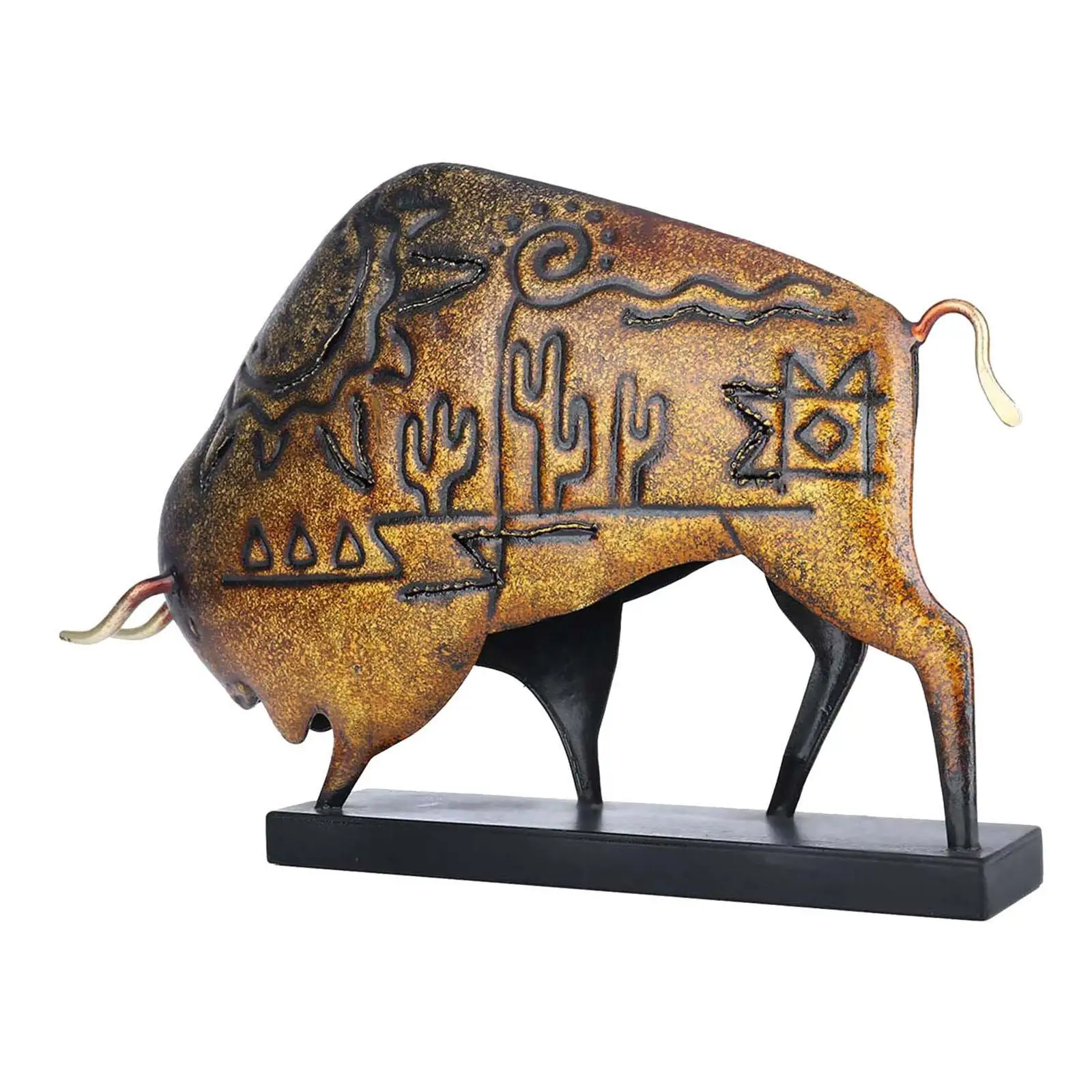 Скулптура бизона, статуетка бик с основание, начало декор, статуята на едър рогат добитък, говедо