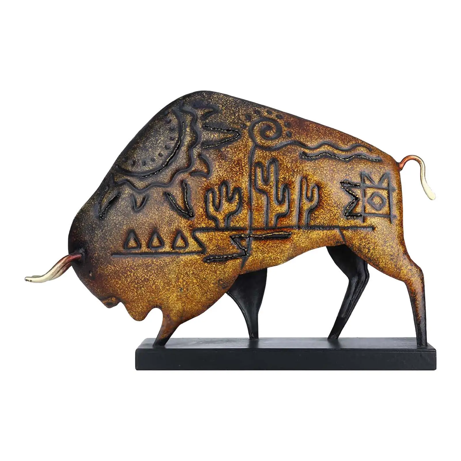 Скулптура бизона, статуетка бик с основание, начало декор, статуята на едър рогат добитък, говедо