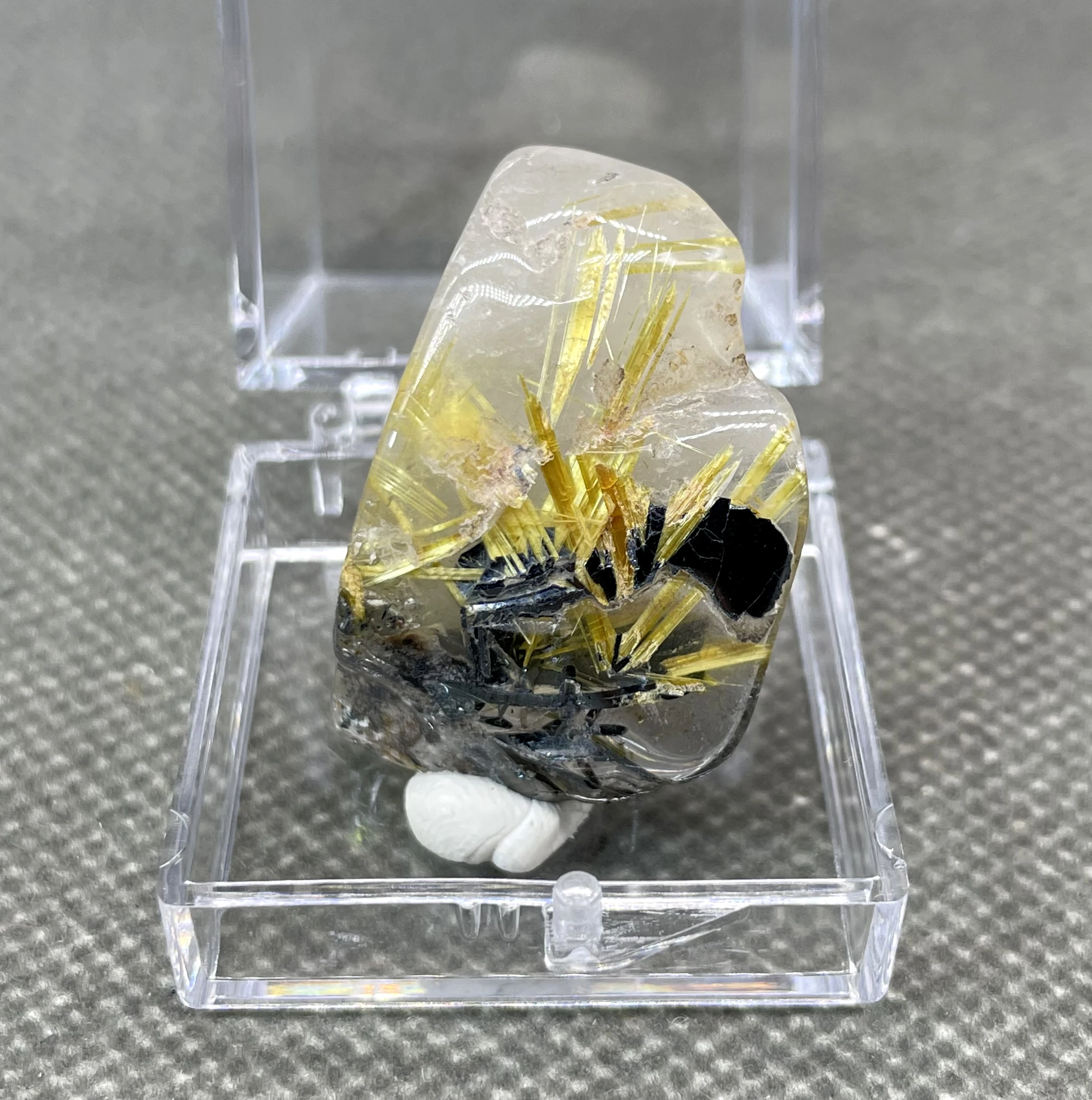 Най-ДОБРИЯТ! 100% Натурален Бразилски Златен Рутилированный Кварцов Космения Crystal Проба на Минерала и камъни и кристали кварц + размер на кутията 3,4 см