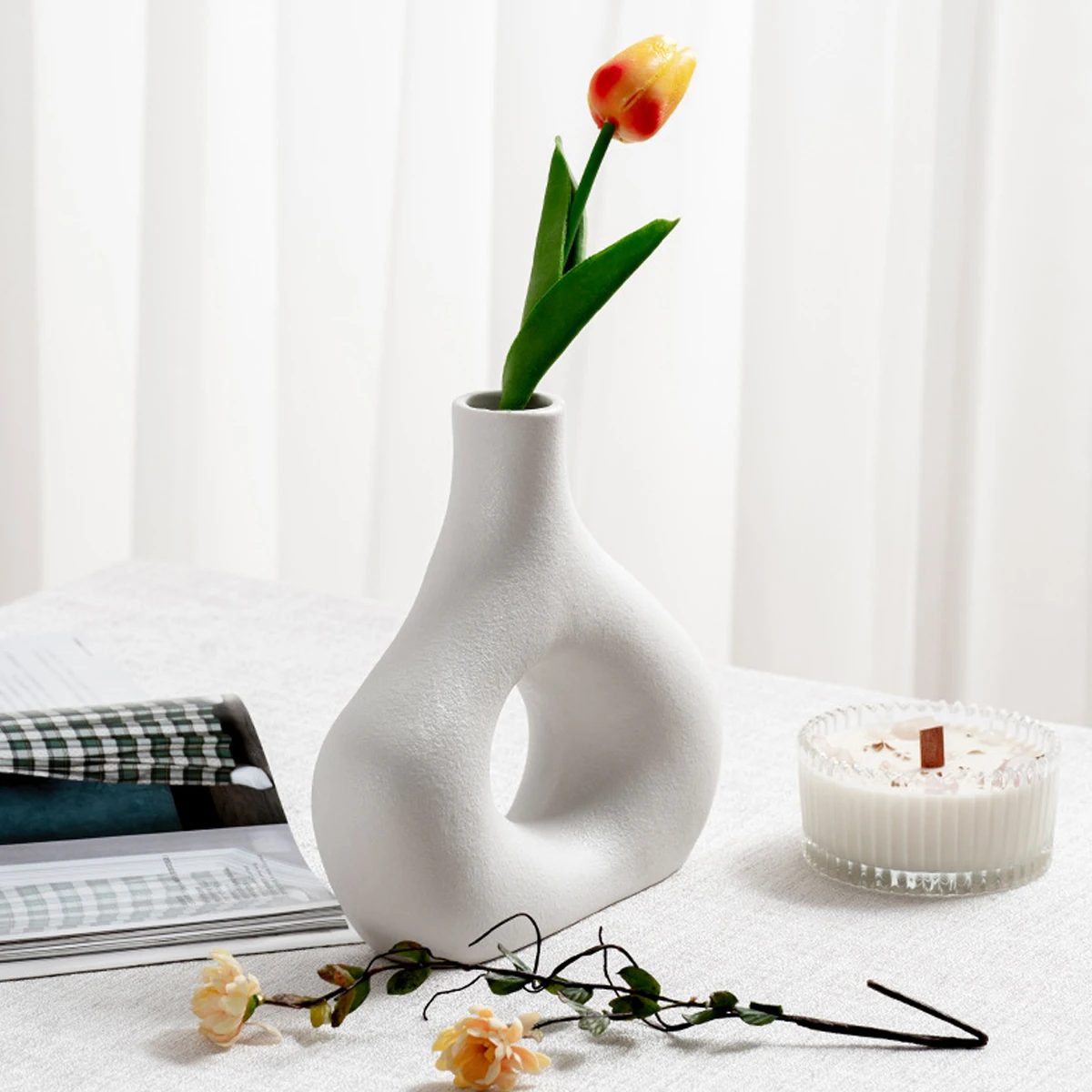 Нова колекция от керамични бели вази от 2 теми, грешните вази за цветя, Декоративни вази за цветя в минималистичен стил, за пампасной билки, модерен дом