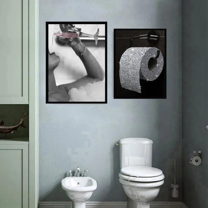 Модерен тоалетна, сексуална Жена и вино, Плакати с цигари, Щампи За Четене на вестници, Ретро бар, Стенно изкуство, начало декор на Банята