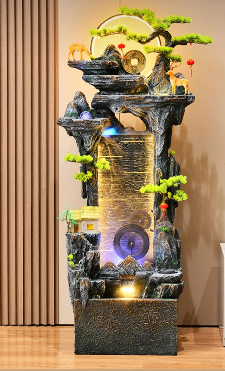 Украса Етаж фонтан Пейзаж Подарък за Офис, Хол, TV шкаф близо до линия на Течаща вода Украса