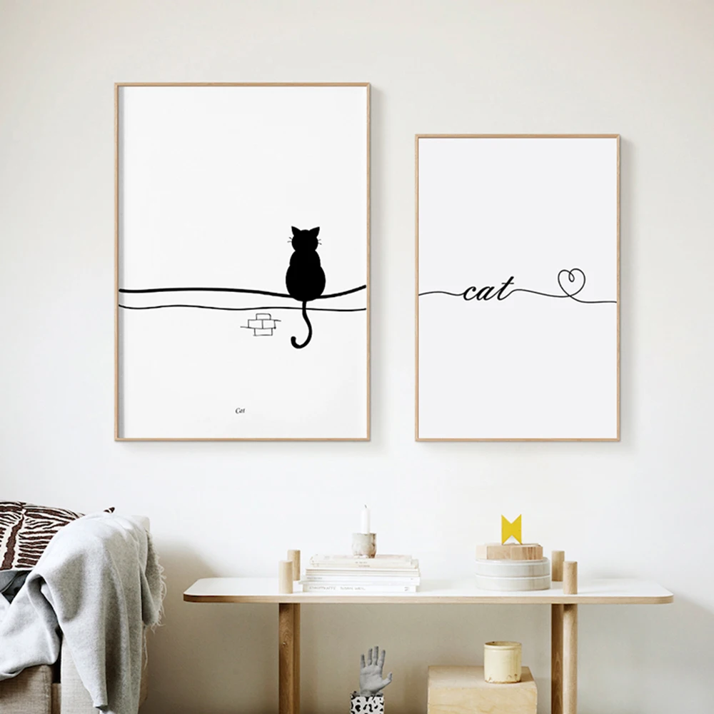 Плакати и щампи с котки със скандинавски дизайн, стенни картини за баня, стенни картини за вашия интериор на детска стая