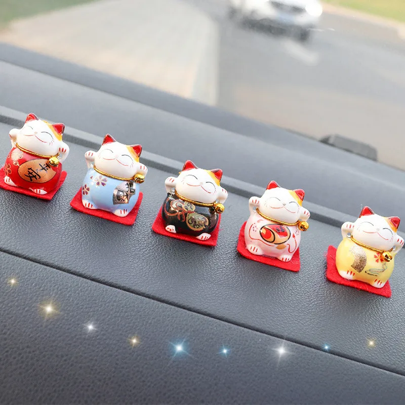 5 бр./лот, японската керамична скулптура на котка от картун сладки, украса за кола, щастливи, малки фигурки на животни, украшения за дома в Хола, занаяти
