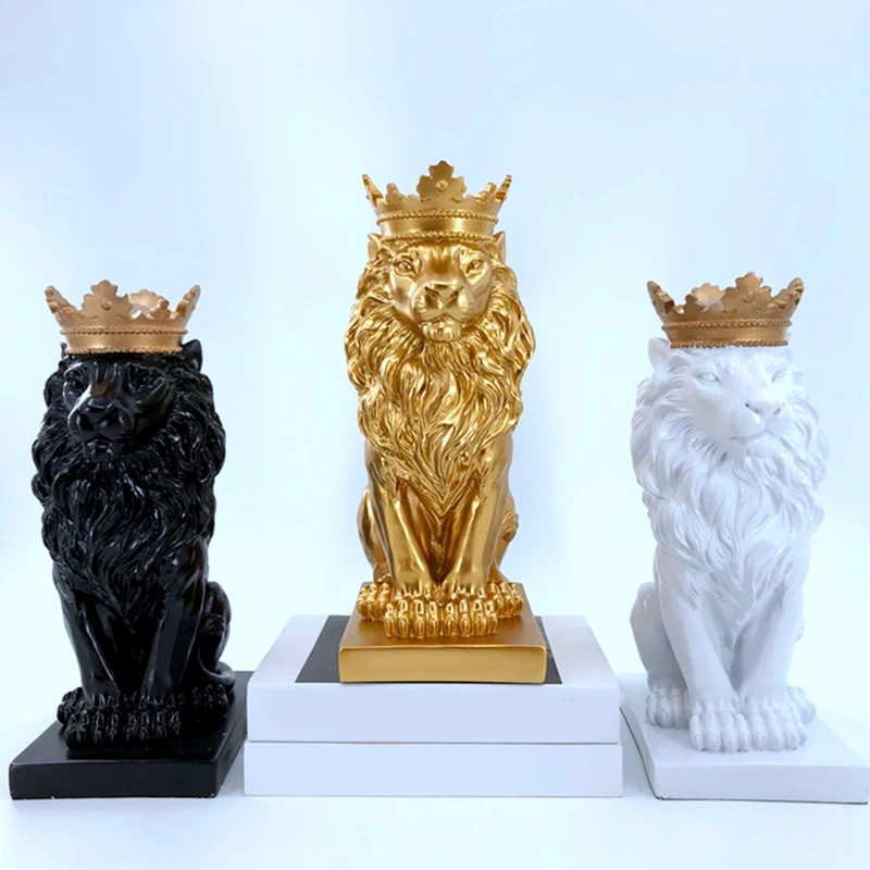 Абстрактна Короната на Статуята на Лъв Домашен Офис, Бар Мъжки Лъв Вяра Скулптура от смола Занаяти Животински Арт Декор Украса -
