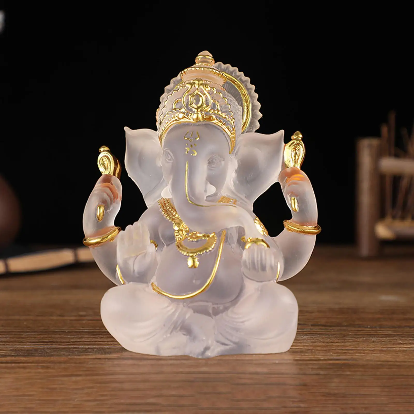 Статуя на Ганеша Щастлив Слон Хиндуистки Бог Фигурки за Декорация на Дома Господен, Богатство Прозрачна Статуя на Ганеша за Украса на Колата