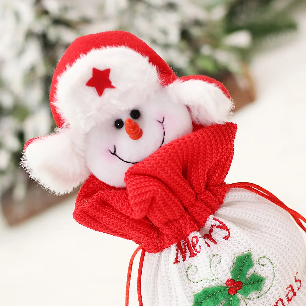 Кутия на Дядо Коледа Чанта за Ябълки Плетене Cartoony Лосове Детска чанта за бонбони Коледна украса