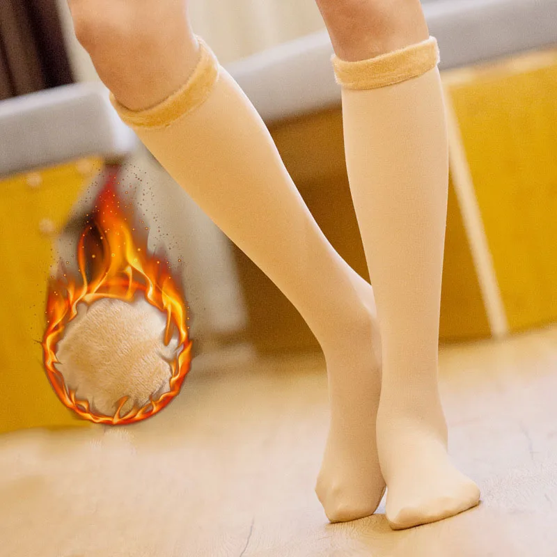 Чорапогащи Зимни топли чорапи-Меки модерен зимни чорапи дебели чорапи за момичета с топли бедра и високи чорапи
