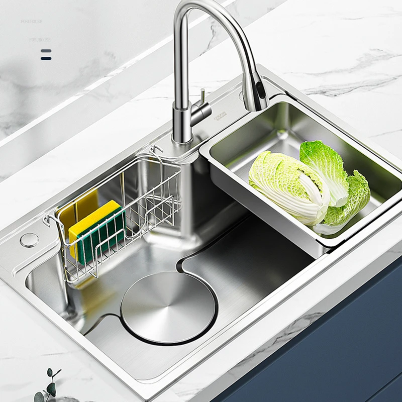 Големи кухненски мивки от неръждаема стомана с един слот, Мултифункционален мивка, Нано-Мивка за миене на съдове, Аксесоари MC