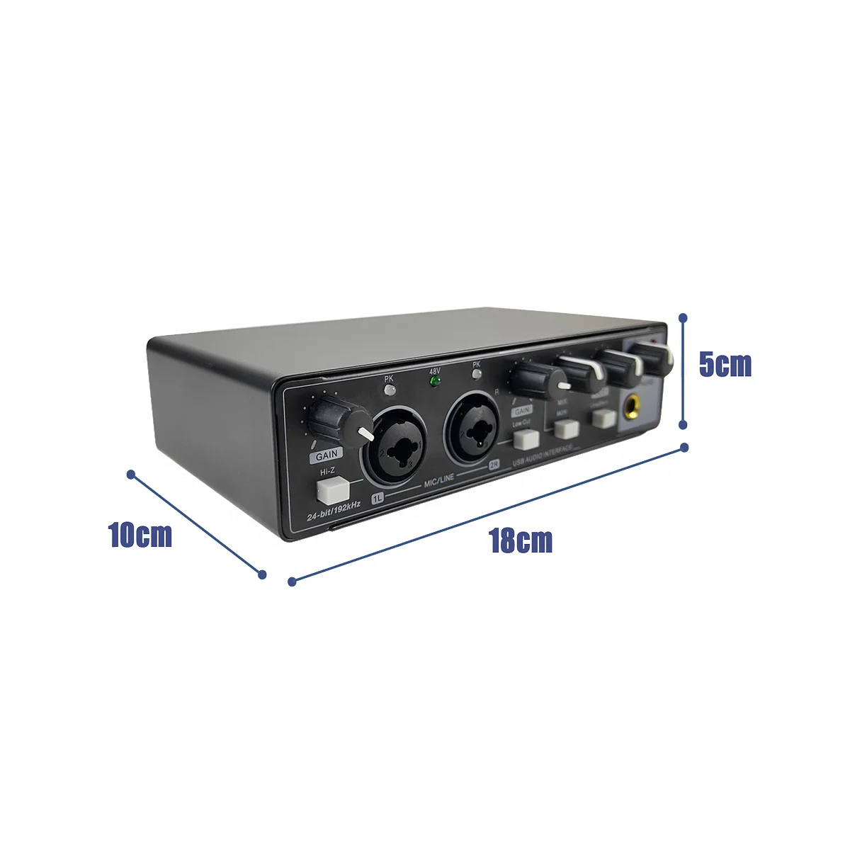 Звукова карта Studio Record Професионален аудиоинтерфейс USB Аудио оборудване 48V Phantom за запис черен