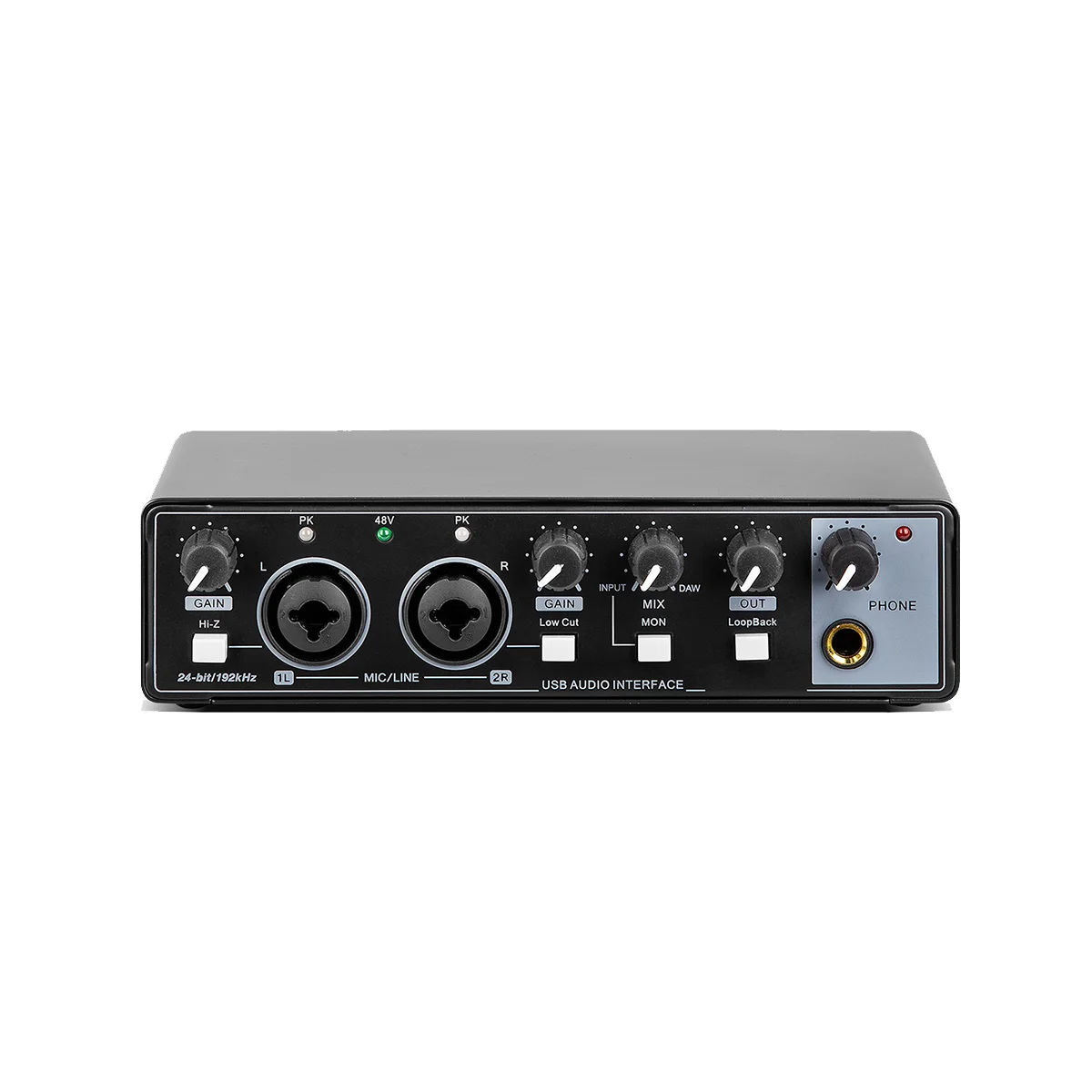 Звукова карта Studio Record Професионален аудиоинтерфейс USB Аудио оборудване 48V Phantom за запис черен