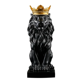 Абстрактна Короната на Статуята на Лъв Домашен Офис, Бар Мъжки Лъв Вяра Скулптура от смола Занаяти Животински Арт Декор Украса -