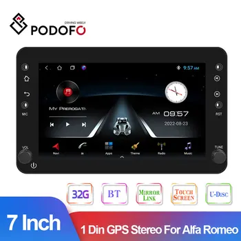 Авто мултимедиен плейър Podofo Android 12 за Alfa Romeo, радионавигационный GPS-плеър на Android без 2din, 2 din и без DVD-главното устройство