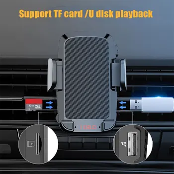 Автомобилен FM-предавател, държач за мобилен телефон, MP3 плейър, планина за телефон, автомобилен FM-предавател, съвместим с Bluetooth 5.0, автоаксесоари