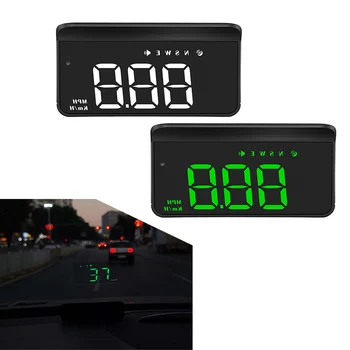 Автомобилният цифров GPS-измерване на скоростта M1, централен дисплей, мили/ч/км, Превишена скорост, предупреждение за умора, бял/зелен LCD дисплей