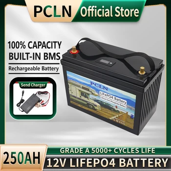 Акумулаторна батерия LiFePO4 12V 250Ah, Вградени литиево-железен фосфат елементи на BMS За Подмяна на по-голямата част резервно копие на източник за домашно съхранение на енергия