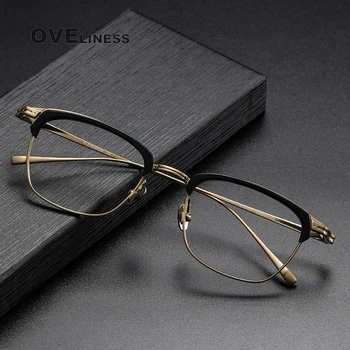 Ацетатная Титановая Рамки за Очила за Мъже 2023 Реколта Квадратни Рецепта Оптични Рамки за Очила Дамски пълни Eyewear Очила