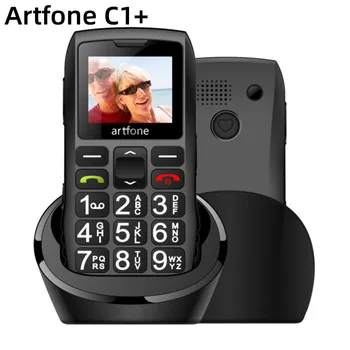 Бар Старши Мобилен Телефон Artfone C1 + Безплатна зарядно устройство, зарядно устройство C1 Голяма Гумена Клавиатура За Възрастни Хора С Две Сим карти И Една бутон SOS FM 1400 mah
