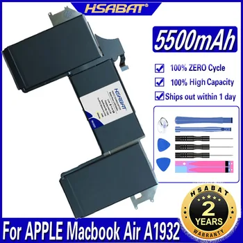 Батерия за лаптоп HSABAT A1965 5500 mah за Macbook Air Retina A1932 2018 2019 година на Батерията