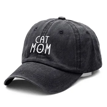 Бейзболна шапка от промит памук с бродерия на мама котка за мъже и жени, папина шапка, шапки за голф, бейзболна шапка възстановяване на предишното положение, Директна доставка