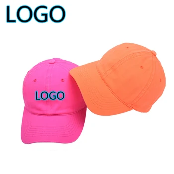 Бейзболна шапка с потребителски логото на унисекс флуоресцентни цветове за жени; регулируем шапка за татко; бейзболни шапки в стил хип-хоп; улични слънчеви шапки за шофьори на камиони