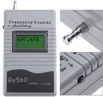 Брояч на честотата GY560 за 2-Полосного радиоприемник GSM 50 Mhz-2.4 GH Преносим Цифров Частотомер с 7-ФИГУРАЛНИ LCD дисплей