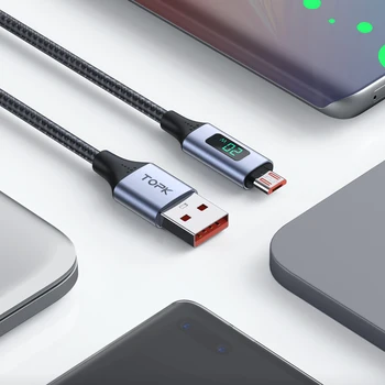 Бързо зарядно устройство с USB интерфейс Android QC 3.0 с led дисплей на напрежение и ток за Samsung кабел за телефон Xiaomi