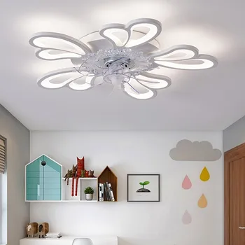 Вентилатор с осветление, дистанционно управление, вътрешно осветление за хол, спални, аксесоари за дома, led лампа с цветен вентилатор