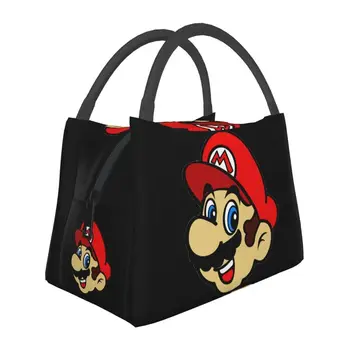 Видеоиграта Marios, изолирано чанта за обяд за работа, офис, cartoony гъби, фланец термохолодильник, кутия за Bento, дамски