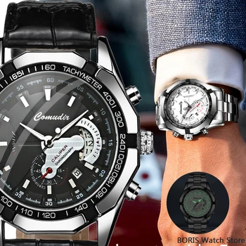 Висок клас Марка Мъжки часовници 2023 Луксозни Спортни ръчен часовник с Метален циферблат Каишка от неръждаема Стомана Златни мъжки часовник с Календар relojes