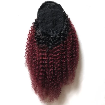 Висококачествен афро-къдрава опашка от човешка коса без Реми за изграждане на индийски коси 