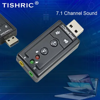Външна звукова карта USB TISHRIC, 7.1-канален аудио Адаптер, звукови карти, Жак за микрофон, жак за слушалки, стерео слушалки за настолен КОМПЮТЪР, лаптоп
