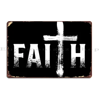 Вяра, християнство, метални табели с Кръст, дизайн на бара, реколта печат, лидице знак на клуба, плакат