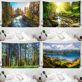 Гоблен с образа на горите на природен пейзаж, окачена на стената, артистична кошмарен Мандала, Кошмарен гоблен за декорация на дома