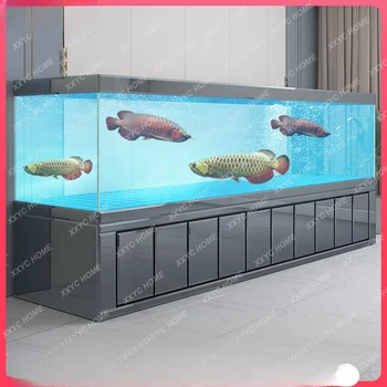 Голям Аквариум за риби в аквариум за хола, офис екран, долна филтър, супер бял стъклен аквариум за риби