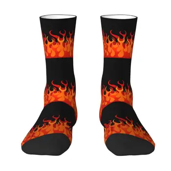 Горещи огнено червено огнено мъжки чорапи за екипажа, модни реколта эстетичные чорапи в стил поп-арт, пролет-лято, есен-зима, чорапи под роклята