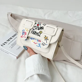 Дамски Bag-Чанта с Изкуствен Заключване, Модни Чанти През рамо, чанти с надпис 