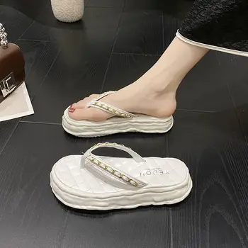 Дамски джапанки 2022, пролетни нови дамски сандали на дебела подметка, модни обикновена чехли за почивка