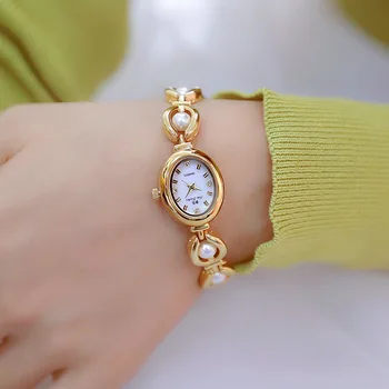 Дамски ръчен часовник Рокля Златни часовници с кристали диаманти Часовник е от неръждаема стомана, Сребърни часовници Montre Femme Дамски часовник-гривна