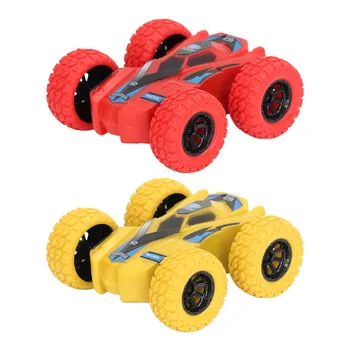 Двустранен флип-надолу на машината с фрикционным задвижване, 4 Големи гуми, въртящи се на 360 градуса мини-обръща, инерционен трюковый автомобил за детски подаръци