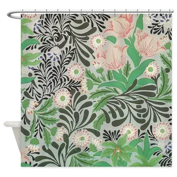Декоративна тъканно завеса за душ с цветове и листа от William Morris