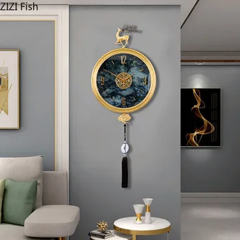 Декоративни медни стенни часовници с пискюли, модерен дизайн, безшумни стрелочные часовници, декорация на хола, окачени часовник в коридора