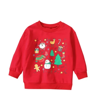 Детска Коледна Риза с дълъг ръкав и кръгло деколте, есенни свободни Блузи с участието на Дядо Коледа от Анимационен филм за малки момичета, топла блуза от 2 до 9 години