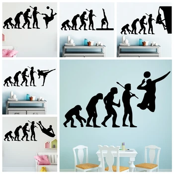 Еволюцията на праисторическия Човек Спортна стикер На стената на Таекуондо Самозалепващи винилови тапети Детска стая Декор Природата Стенопис, Плакат