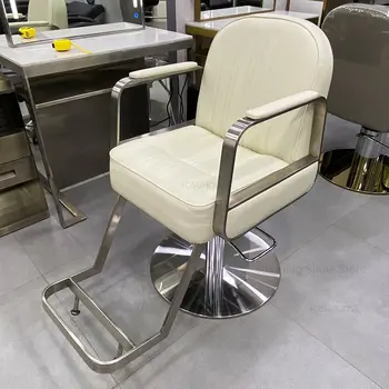 Европейската коса стол от неръждаема стомана, салонная мебели, Модерен фризьорски салон, коса стол, Специален Стол За Подстригване
