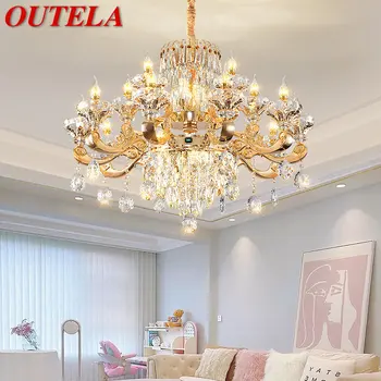 Европейската кристален полилей OUTELA, луксозна модерна led свещ, ретро окачен лампа за дома, хол, Трапезария, Спалня