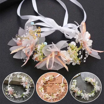 Елегантна Мода Превръзка на главата с перлата цвете за младоженци, Сватбена короната, Аксесоари За Коса, лента за коса, диадема, кристална шапки, накити за косата