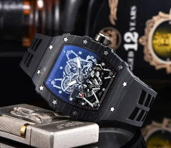 Елитен бизнес-марка с автоматичен механизъм с 3 игли, кварцов часовник RM, висококачествени мъжки и дамски часовници